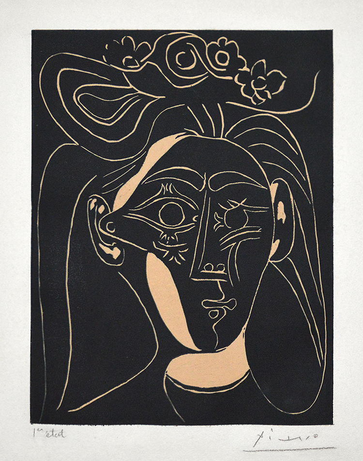 Pablo Picasso Jacqueline au chapeau à fleurs I (Jacqueline with a Flowered Hat I), 1962