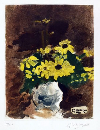 Georges Braque Etching, Vase de Fleurs Jaunes (Vase of Yellow Flowers), 1960