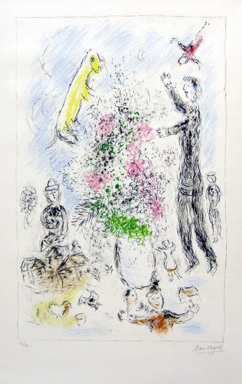 Marc Chagall Lithograph, Les Lilas (Lilacs), 1980