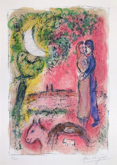Marc Chagall Lithograph, Aurore à Saint-Paul (Dawn at Saint-Paul), 1968