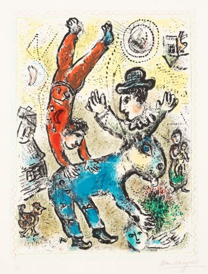 Marc Chagall Lithograph, L' acrobat rouge (The Red Acrobat), 1974