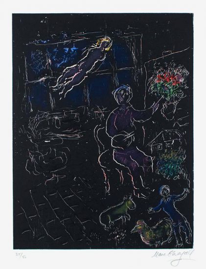 Marc Chagall Lithograph, L’Atelier de Nuit (The Studio at Night), 1980