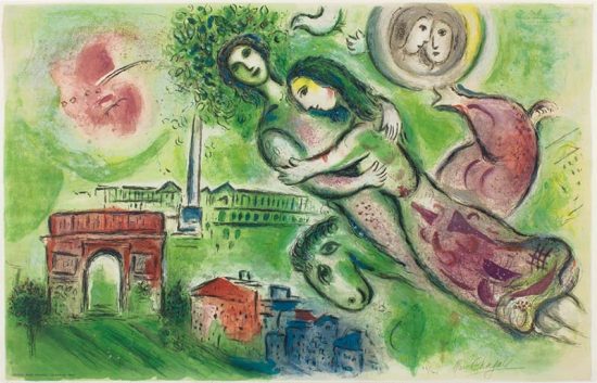 Marc Chagall Lithograph, Romeo et Juliette (Romeo and Juliet), 1964