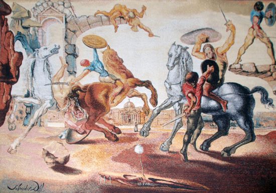 Salvador Dalí Tapestry, Bataille autour d'un pissenlit (Battle Around a Dandelion), 1988
