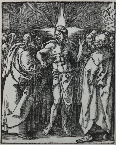 Albrecht Dürer Woodcut, The Doubting Thomas or Christ Appearing to the Apostles (The Small Passion),  1612