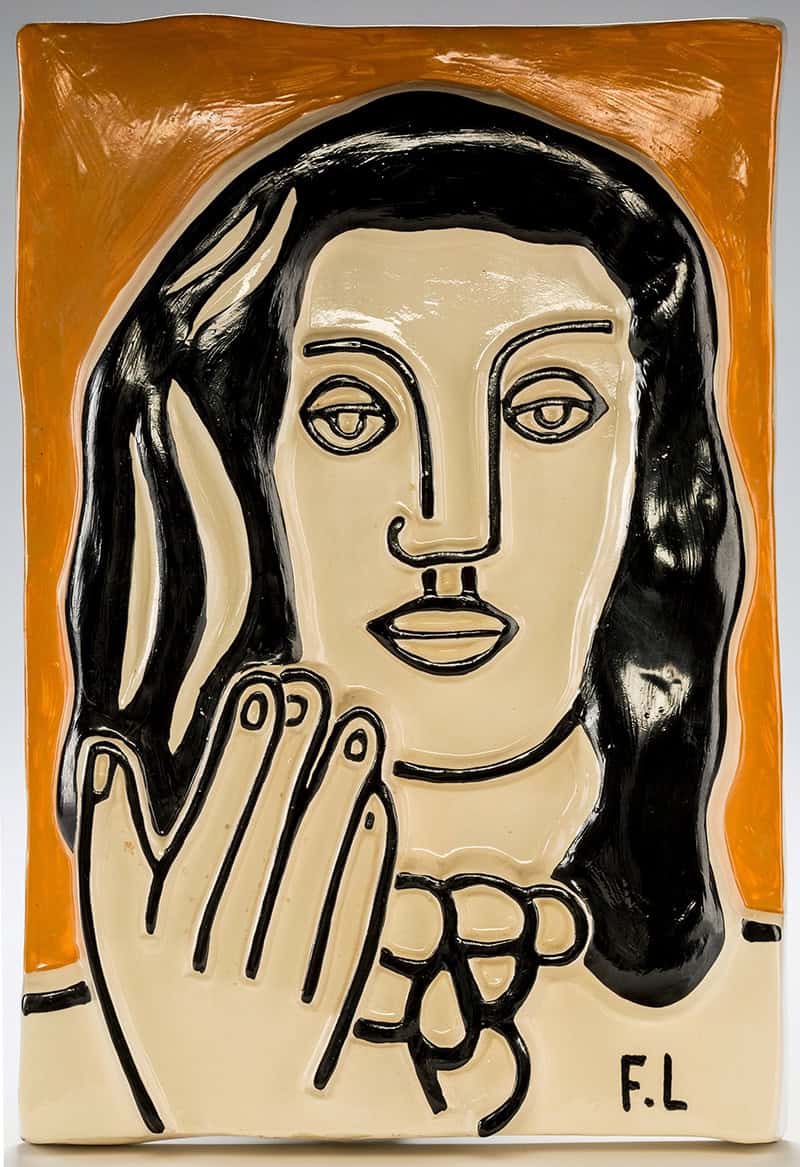 Fernand Léger Visage a une main sur fond ocre (Face with One Hand on Ocher Background) (image 1)