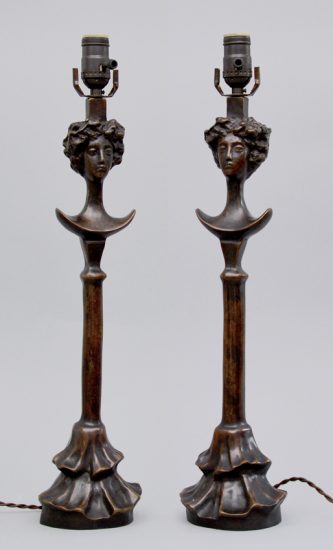 Diego Giacometti, Lampe tête de femme (Head of a Woman Lamp), pair of Figural Lamps