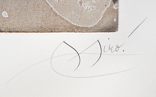 Joan Miró signature, Souris noire a la mantille (Black Mouse with Mantilla), 1975