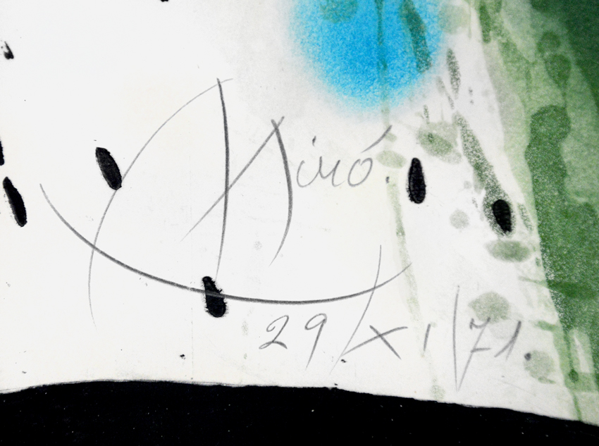 Joan Miró signature, L' Exile Vert (The Green Exile), 1969