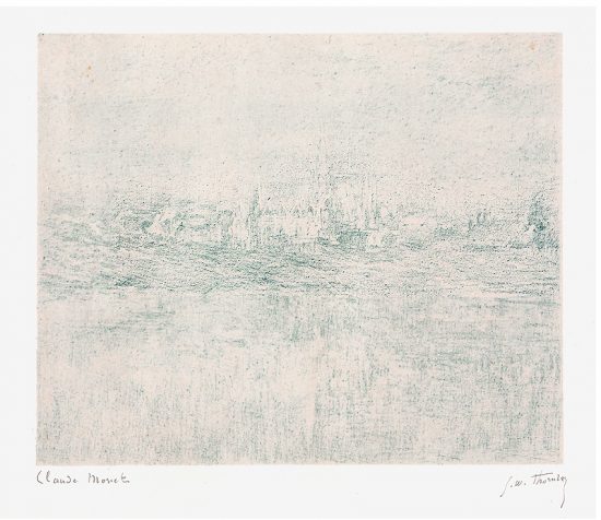 Claude Monet Lithograph, Vétheuil dans le brouillard (Vétheuil in the Fog), 1894