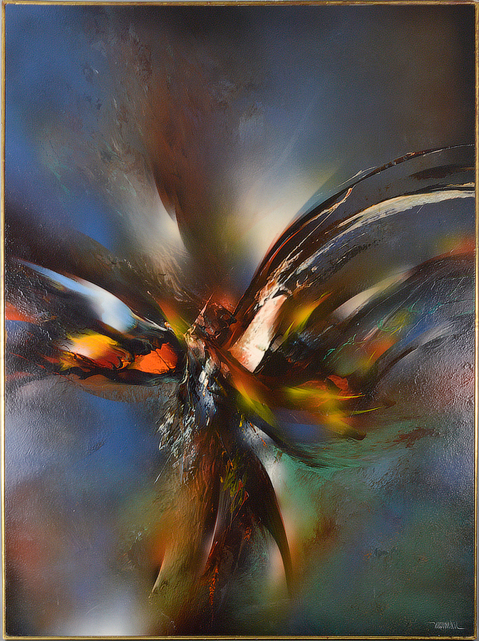 Leonardo Nierman painting, Untitled (Bird in Flight)