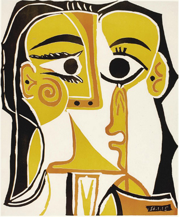 Pablo Picasso Print Girl Face Line Drawing Lithograph Picasso 
