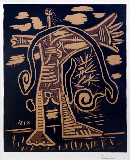 Pablo Picasso Linocut, Baigneuse Debout Avec Une Cape (Standing Bather with a Cape), 1963