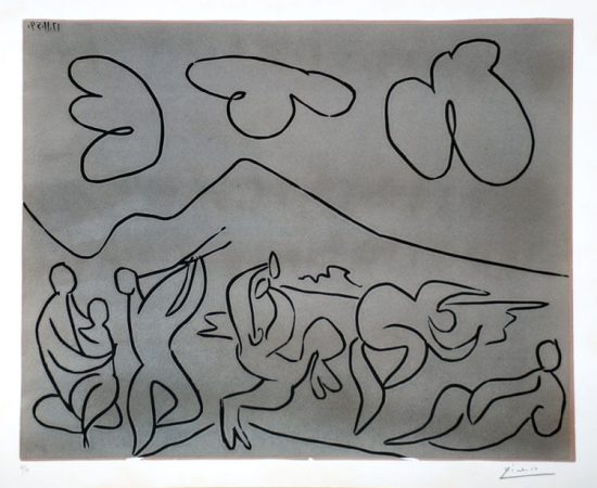 Pablo Picasso Linocut, Bacchanale, 1959