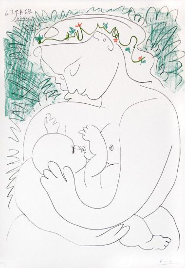 Pablo Picasso Lithograph, Mother and Child, 1963