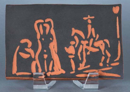 Pablo Picasso Ceramic, Figures and Cavalier, 1968 A.R. 540