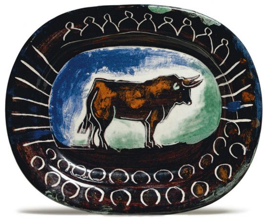 Pablo Picasso Ceramic, Taurus in the Arena, 1948 A.R. 80