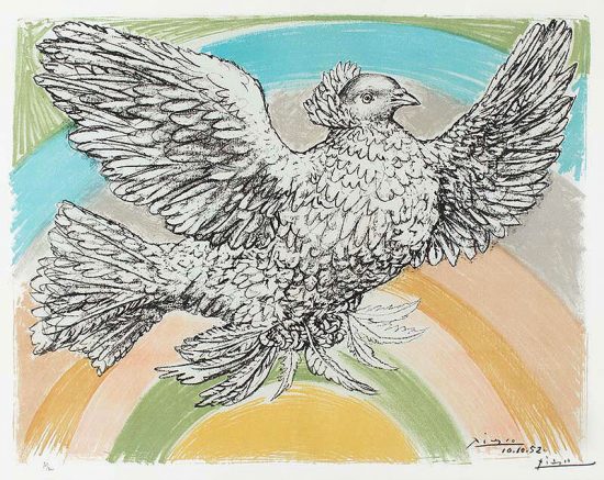 Pablo Picasso Lithograph, Colombe Volant (Flying Dove), 1952