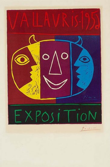 Pablo Picasso Linocut, Exposition Vallauris, 1956