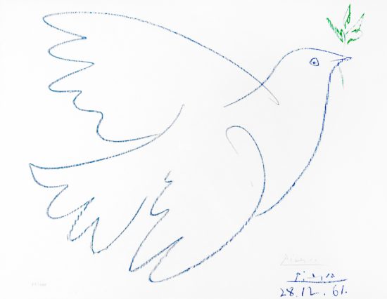 Pablo Picasso Lithograph, La colombe bleue (Blue Dove), 1961