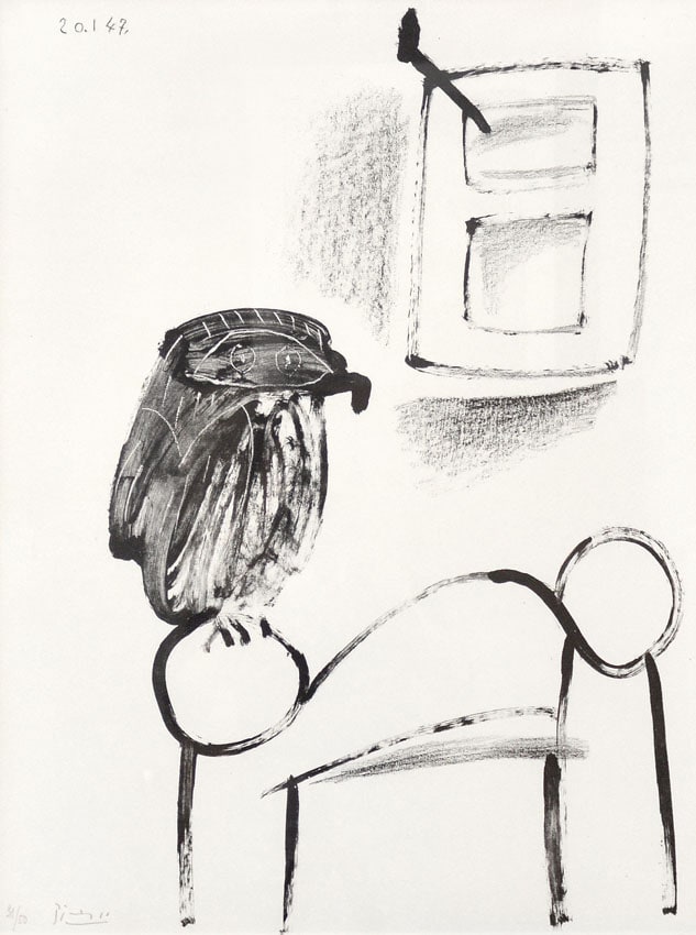 Pablo Picasso, Le hibou au fond blanc (Owl with White Background), 1947
