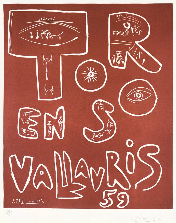 Pablo Picasso, Toros en Vallauris, 1959, Linocut (S)