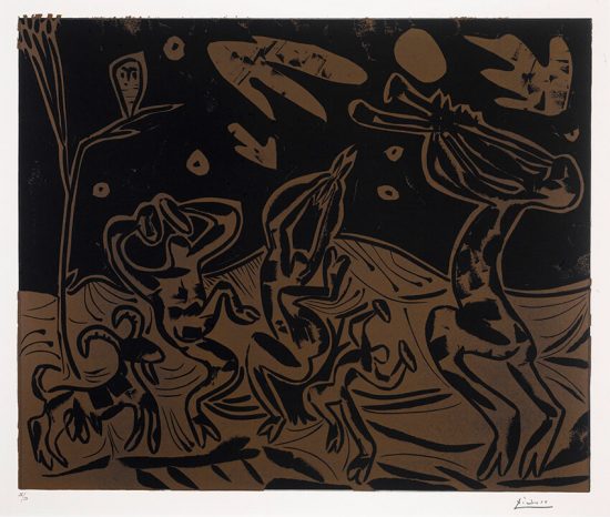 Pablo Picasso Linocut, Danse Nocturne Avec un Hibou (Nightly Dance with an Owl), 1960