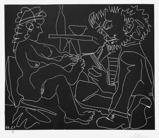 Pablo Picasso Linocut, Le peintre et son modèle (The Painter and the Model), 1965
