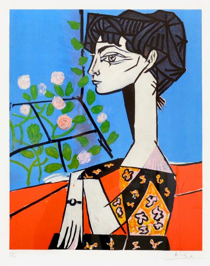 Pablo Picasso Lithograph, Jacqueline with Roses, 1956