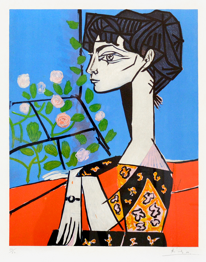 Pablo Picasso, Jacqueline with Roses, 1956, from original painting Jacqueline with Flowers