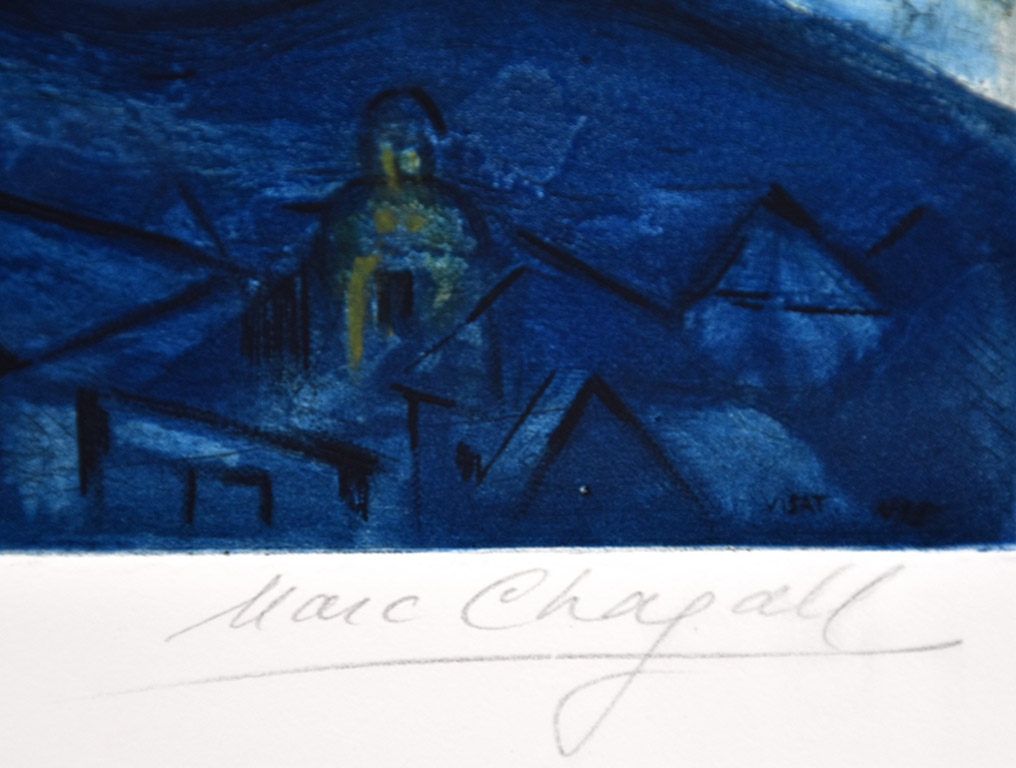 Marc Chagall signature, Aleko and his wife Zemphira from an Old Russian Tale, 1955