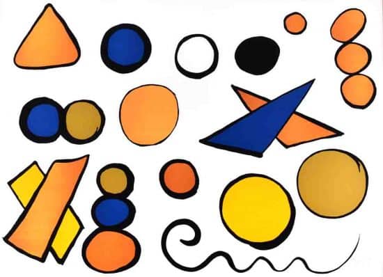 Alexander Calder Lithograph, Alexander Calder Composition with Circles, Triangles and other Shapes