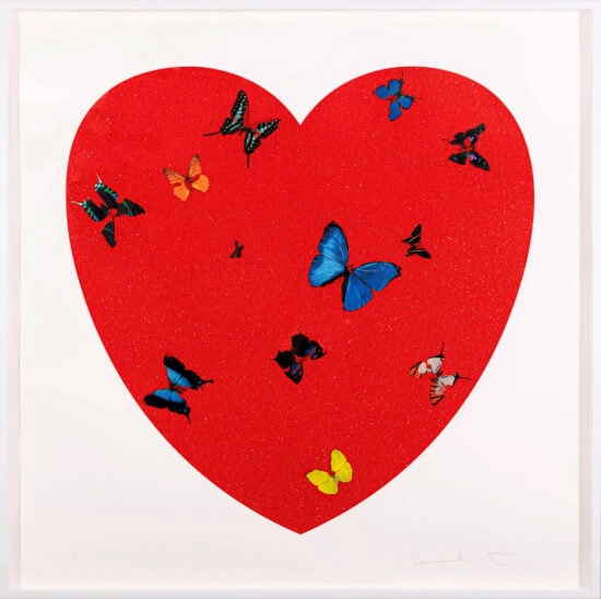 Damien Hirst Silkscreen, All You Need Is Love, Love, Love - Heart with Diamond Dust, 2010