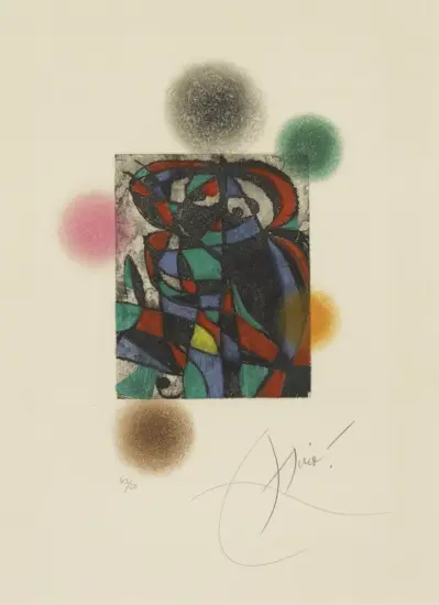 Joan Miró Etching and Aquatint, Arlequin Crépusculaire (Twilight Harlequin), 1975