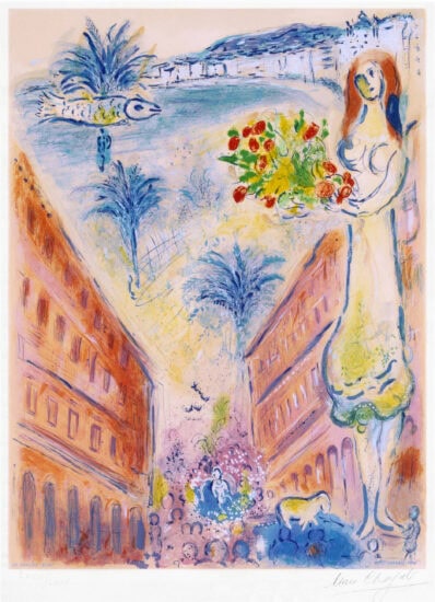 Marc Chagall Lithograph, Avenue De La Victoire At Nice, from Nice et la Côte d'Azur, 1967