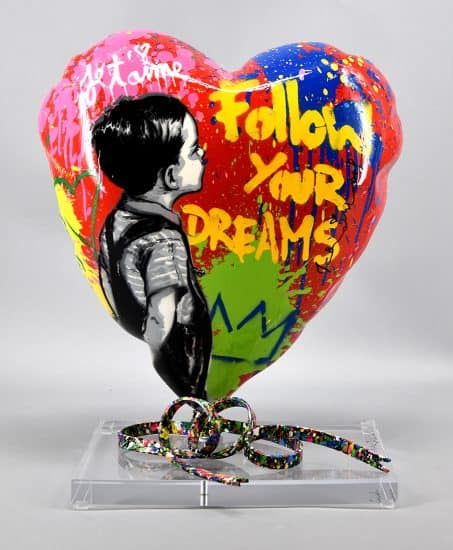 Mr. Brainwash Sculpture, Follow Yours Dreams Balloon Heart, 2022
