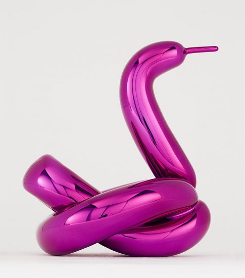 Jeff Koons Sculpture, Balloon Swan (Magenta), 2019