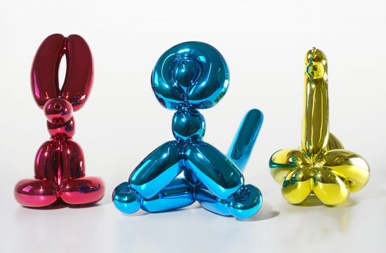 Jeff Koons Porcelain, Balloon Swan, Rabbit, and Monkey, 2017 (Set of Three)
