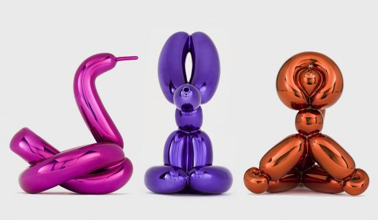 Jeff Koons Porcelain, Balloon Swan, Rabbit, and Monkey, 2019 (Set of Three)