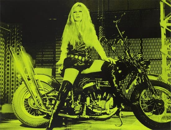 Russell Young Screen Print, Bardot on Motorcycle (Green), 2007