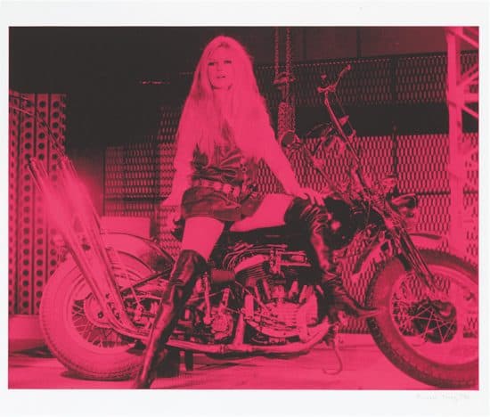 Russell Young Screen Print, Bardot on Motorcycle (Pink), 2007
