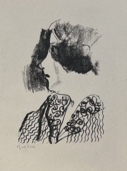 Marc Chagall Lithograph, Bela en Profil (Bella in profile), 1922/1956