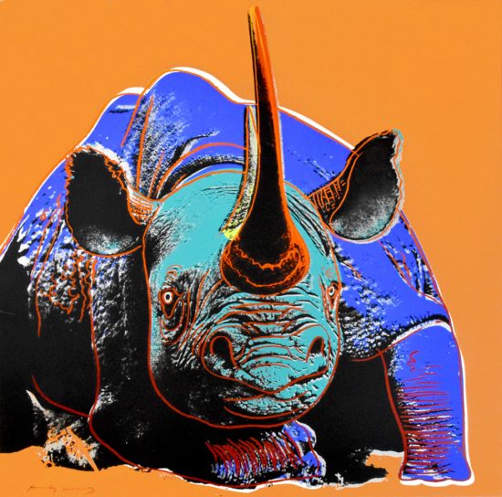 Andy Warhol Screen Print, Black Rhinoceros, Endangered Species Series, 1983