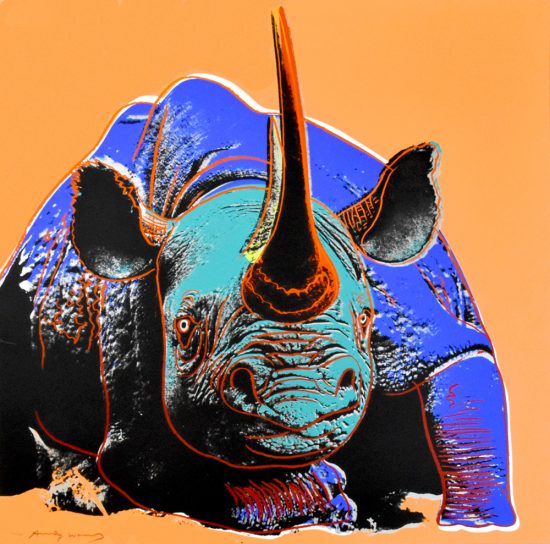 Andy Warhol Screen Print, Black Rhinoceros, Endangered Species Series, 1983