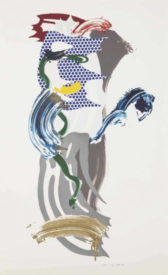 Roy Lichtenstein Lithograph, Blue Face, from Brushstroke Figures, 1989