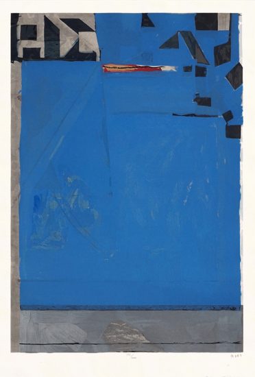 Richard Diebenkorn Woodcut, Blue with Red, 1987
