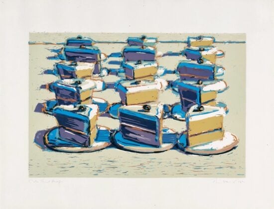 Wayne Thiebaud Linocut, Boston Cremes, from Seven Still Lifes and a Silver Landscape, 1970