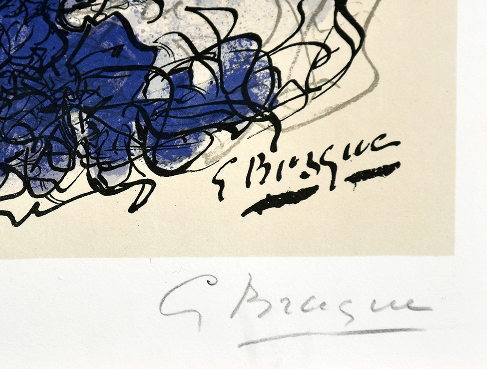 Georges Braque signature, Bouquet de Fleurs L'aquarelle (Bouquet of Flowers), 1957