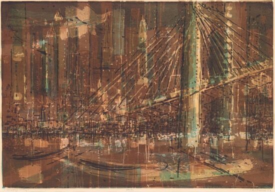 Wayne Thiebaud Screen Print, Bridge City, 1957