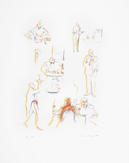 Wayne Thiebaud Lithograph, Cafe Sketches, from The Physiology of Taste, 1994